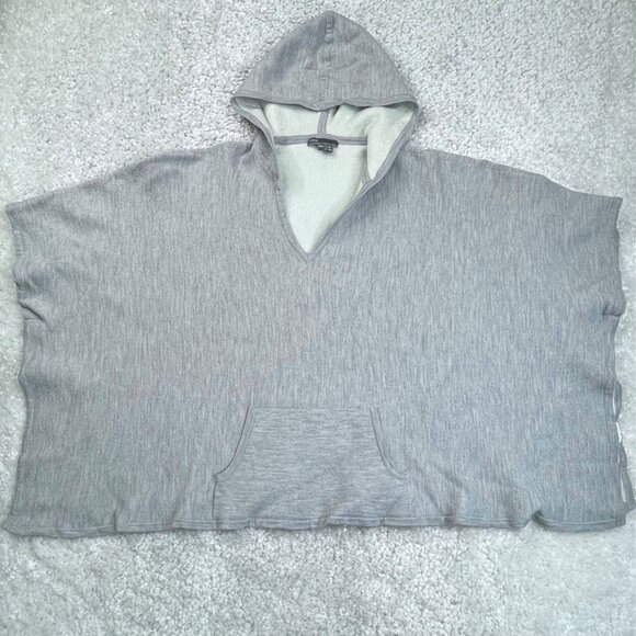 Vince Wool Double Face Hooded Poncho Sweater Gray M/L - Picture 1 of 9